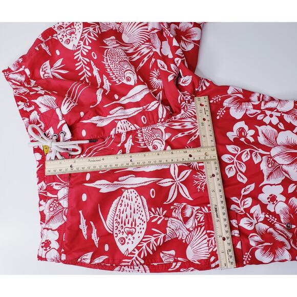 POLO Ralph Lauren Men's Large Hawaiian Board Shorts/Swim Trunks Red White VGUC - Picture 8 of 13